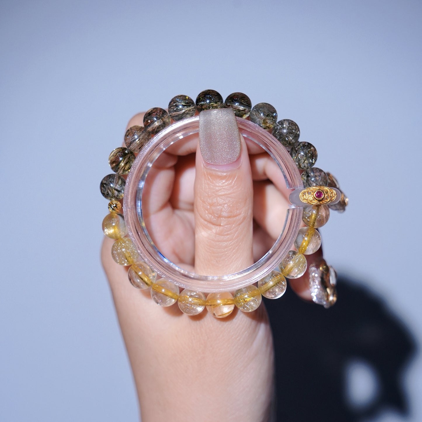 Bracelet|"Wealth in Thousands" Citrine & Green Tourmalinated Quartz for Abundance & Health