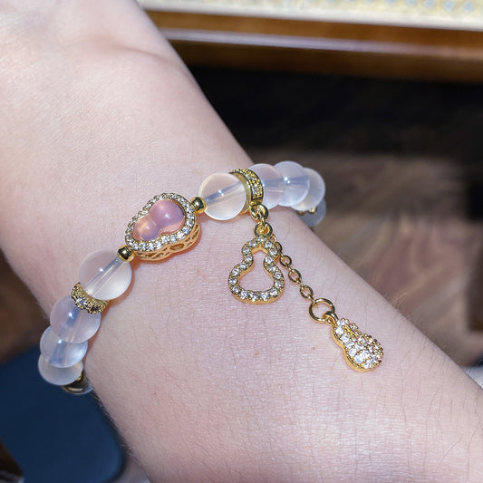Bracelet|"Blessing Wealth Wrap" Jelly Rose Quartz & Moonstone for Love & Fortune
