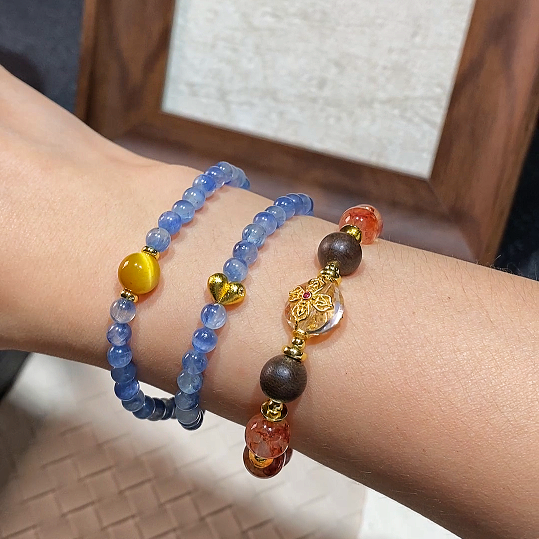 Bracelet|"Lucky Koi" Red Phantom Quartz & Agarwood for Wealth & Calm