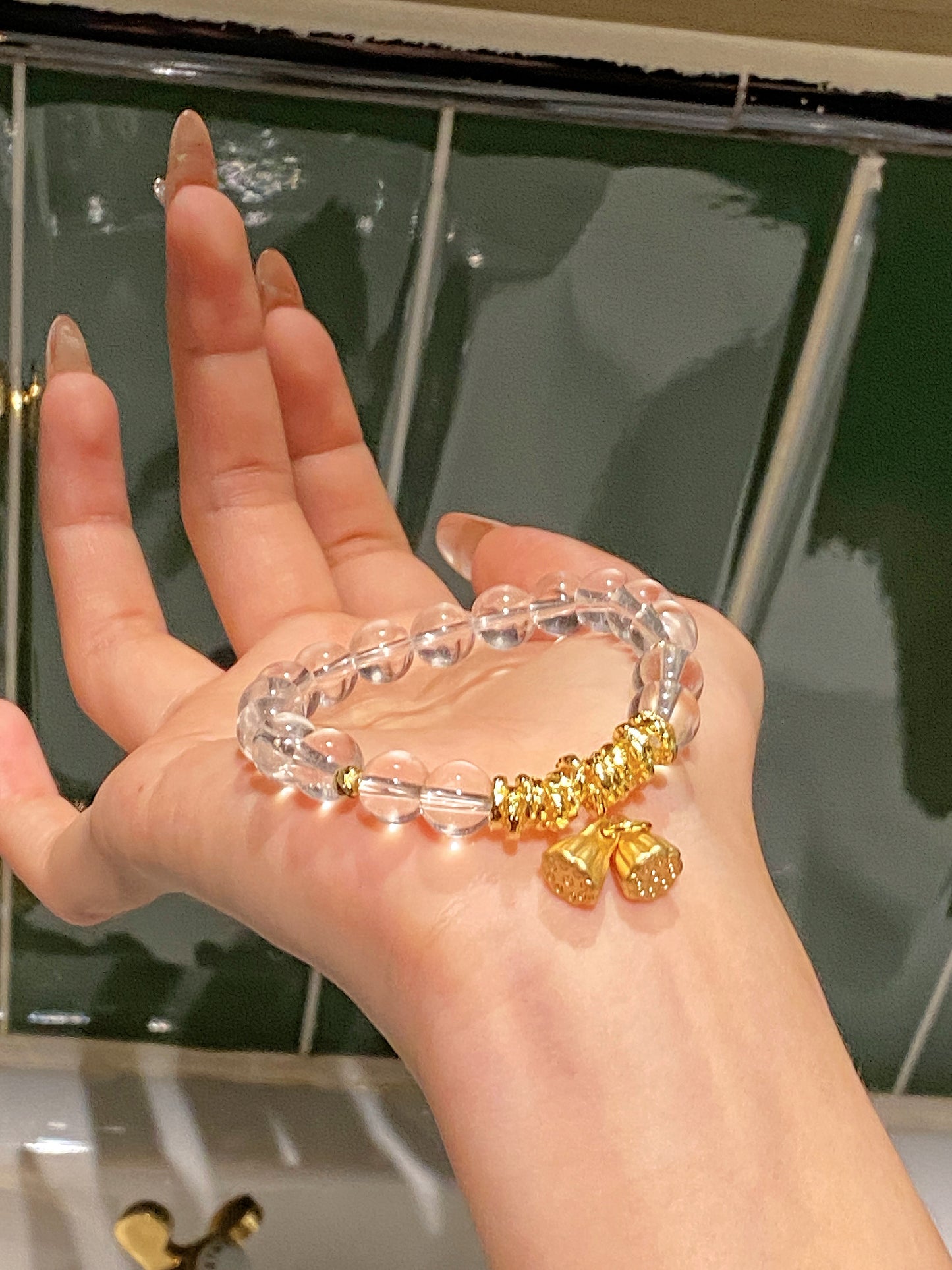 Bracelet|"Lotus Twin Flame" Clear Quartz for Eternal Protection
