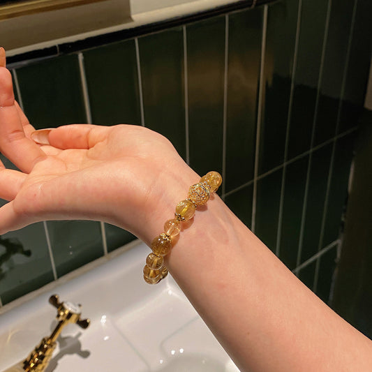 Bracelet|"Sunset Gold Fusion" Pyrite & Golden Rutilated Quartz for Wealth Abundance