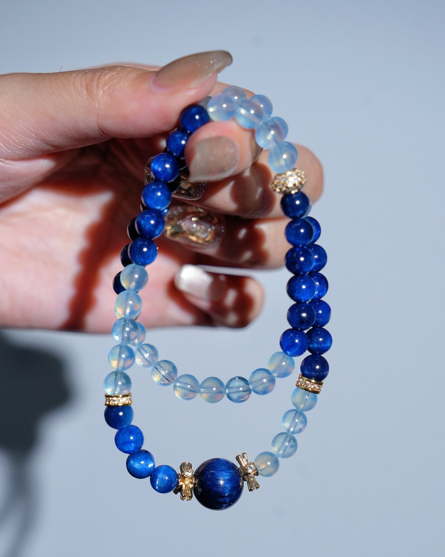 Starry Isle, Multi-Wrap Kyanite & Aquamarine Bracelet, Soothe Your Mind