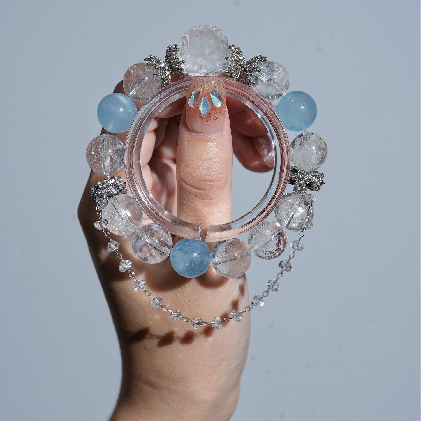 Bracelet|"Snow Over Peaks" Auralite & Aquamarine for Purification & Healing