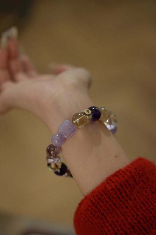 Blessed 「Monkey」 Zodiac Bracelet | Amethyst & Citrine for Wealth & Good Fortune