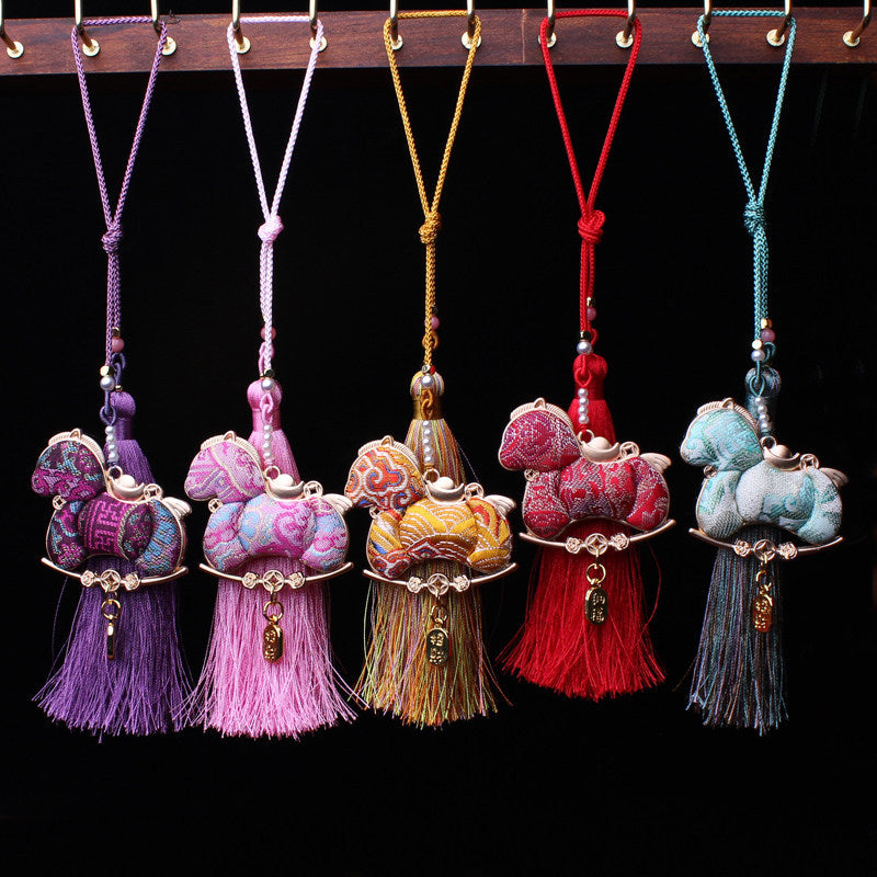 Double-Sided Embroidered Horse Charm | Tibetan Style Good Luck Charm