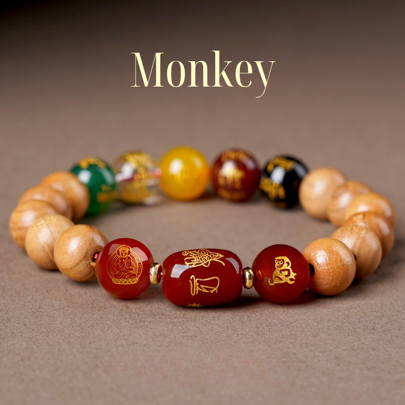 12 Zodiac Bracelet｜Peach Wood Wealth God & Buddha Protection