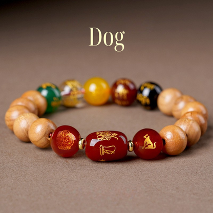 12 Zodiac Bracelet｜Peach Wood Wealth God & Buddha Protection