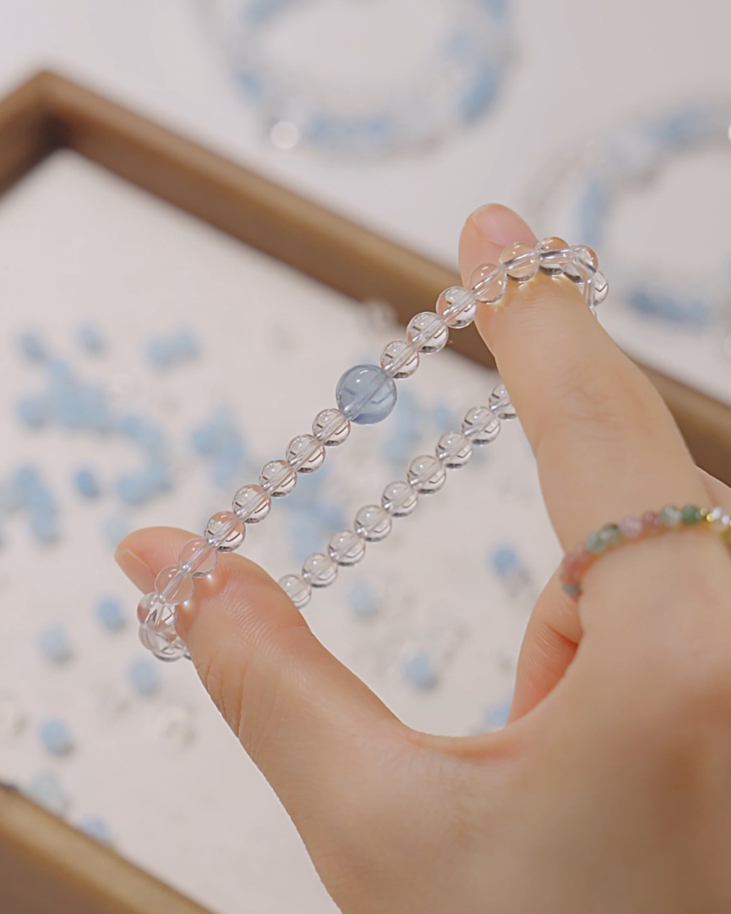 Pure Clarity, Clear Quartz & Aquamarine Bracelet, Clear Your Energy