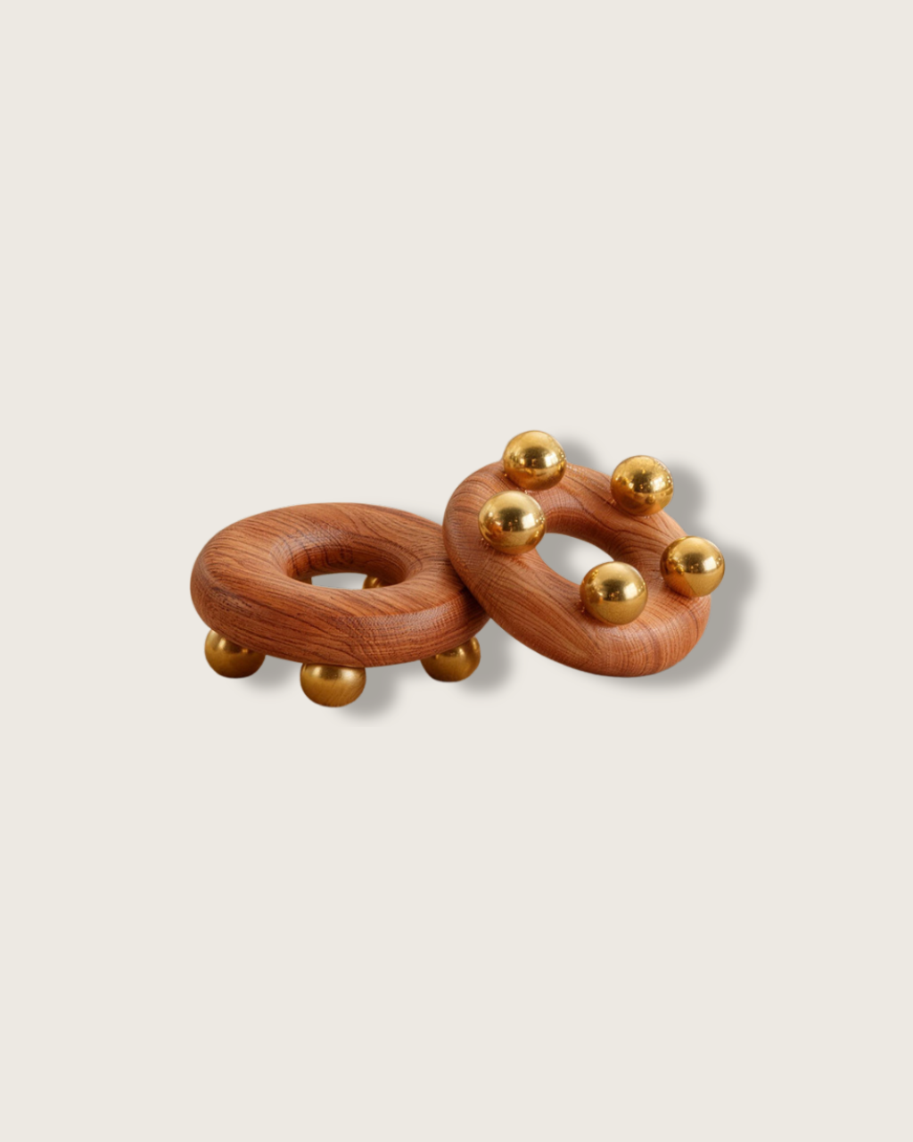 Donut Meridian Brush - Wood & Brass, For Abdomen & Body
