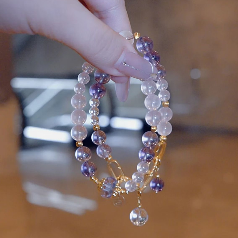 2026 Cancer Double-Wrap Bracelet | Transformation Stone Jelly Pink Crystal
