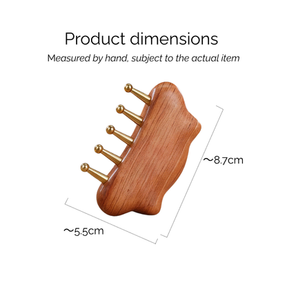 Meridian Comb | Brass Tooth Cloud-Shaped Handle - Natural Wood for Head & Body Massage