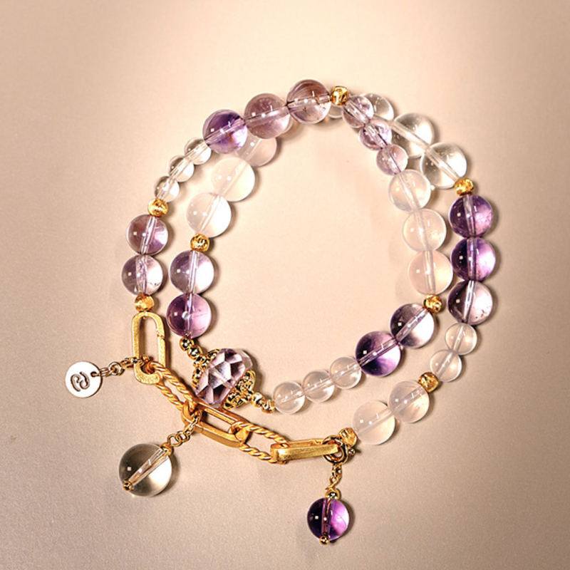 2026 Cancer Double-Wrap Bracelet | Transformation Stone Jelly Pink Crystal