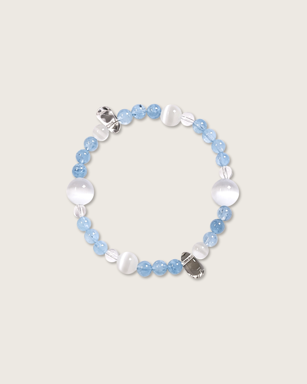 Quiet Stillness, Aquamarine & Clear Quartz Bracelet, Still Your Mind