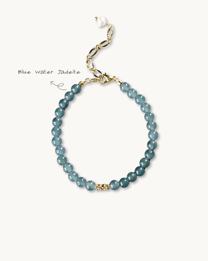 Everluck Blue Water Jadeite Bracelet, Smooth Fortune