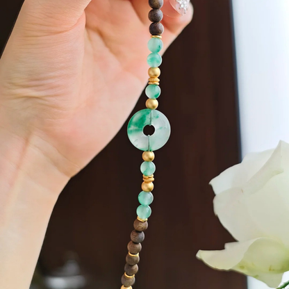 Gold-Plated 925 Silver｜ Chalcedony Peace Button Bracelet