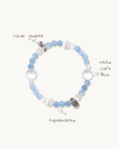 Quiet Stillness, Aquamarine & Clear Quartz Bracelet, Still Your Mind