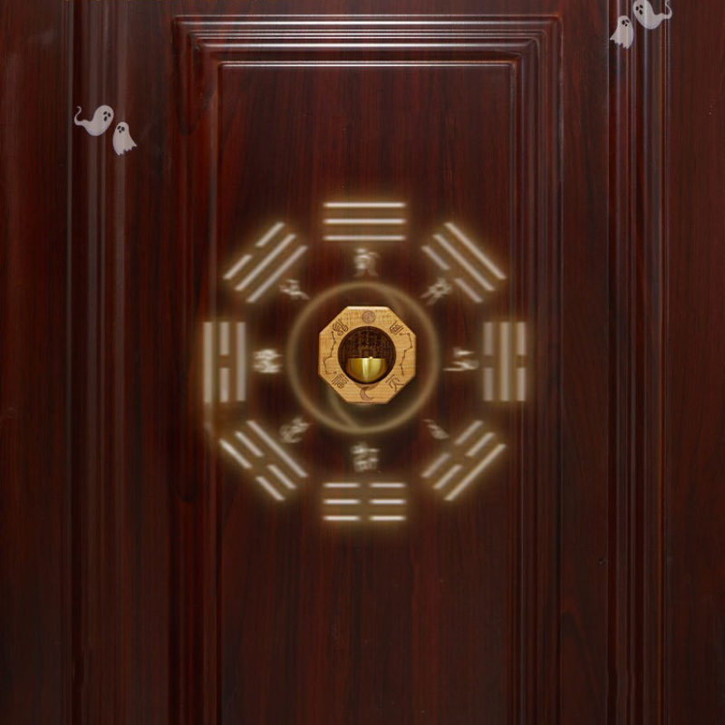 Bagua Peach Wood & Brass Talisman Door Chime | Feng Shui Protection & Energy Harmony