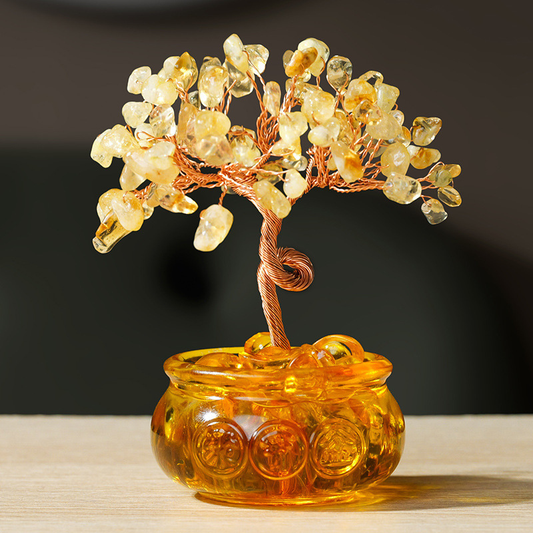 Citrine Feng Shui Tree For Money - Wealth & Abundance Planter