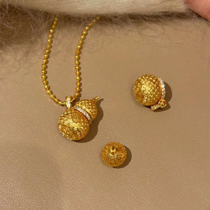 Gold-Plated 925 Silver｜Phoenix Scale Gourd Pendant - Imperial Amulet of Protection, Renewal & Blessings