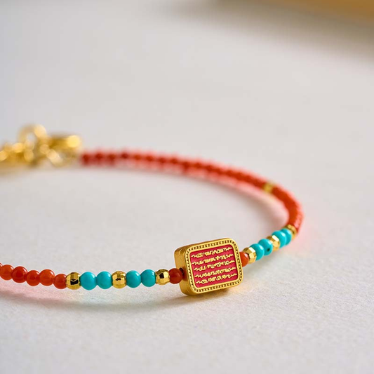 Nanhong Beads & Five Mantras Bracelet - Tibetan Buddhist Protection & Blessings