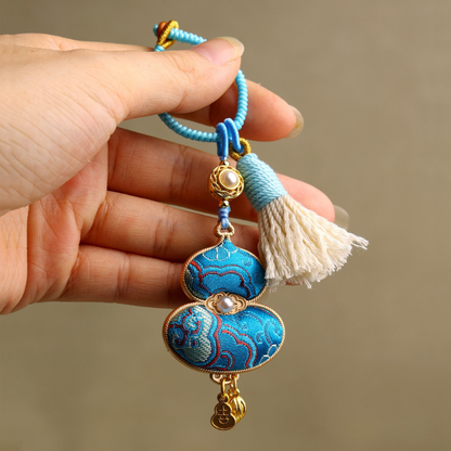 Embroidered Gourd Charm | Classic Symbol of Good Fortune with Braided Tassel