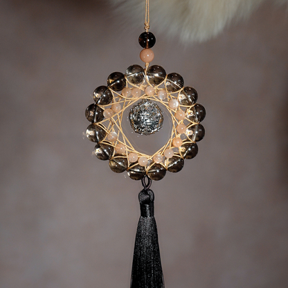 Charm Pendant｜Sunstone & Smoky Quartz, Uplift Positivity & Stabilize Mood