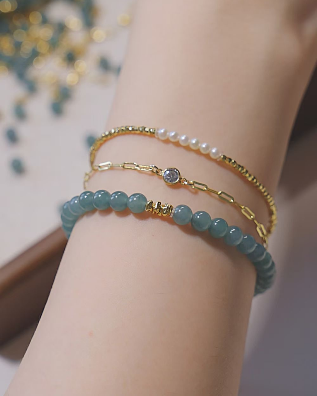 Everluck Blue Water Jadeite Bracelet, Smooth Fortune