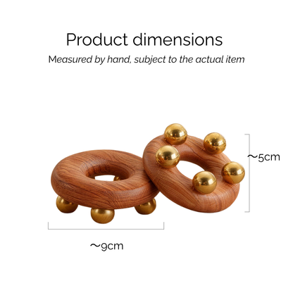 Meridian Comb | Brass Bead Donut Shape - Natural Rosewood for Full Body Meridian Massage