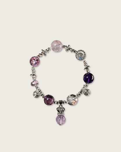 Purple Bellflower, Amethyst & Rose Quartz Bracelet, Trust Your Intuition