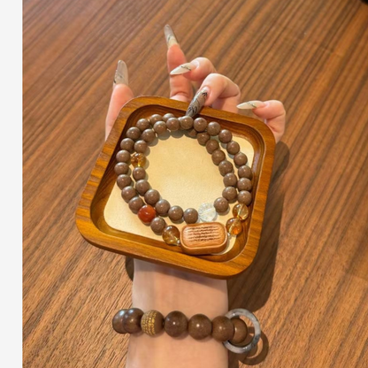 Double-wrap Herbal Incense Bracelet｜"Five Sutras Blessing", Crystal & Sandalwood, Various Herbal Recipes Available