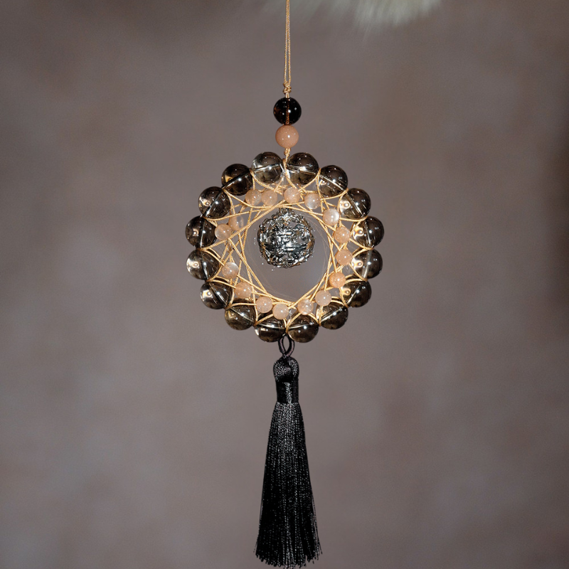 Charm Pendant｜Sunstone & Smoky Quartz, Uplift Positivity & Stabilize Mood