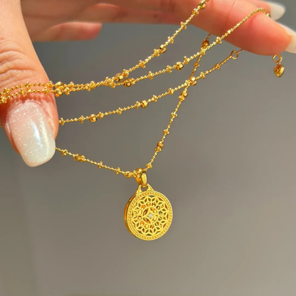 Gold-Plated 925 Silver｜Flowing Wealth Spinning Compass - Citrine Pendant for Money & Career