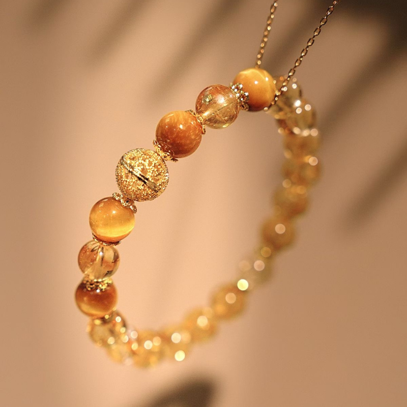 Bracelet｜"Sunset Gold Fusion" Pyrite & Golden Rutilated Quartz for Wealth Abundance