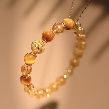 Bracelet｜"Sunset Gold Fusion" Pyrite & Golden Rutilated Quartz for Wealth Abundance