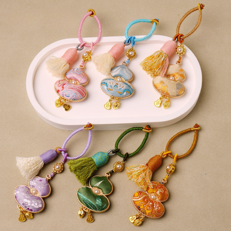 Embroidered Gourd Charm | Classic Symbol of Good Fortune with Braided Tassel