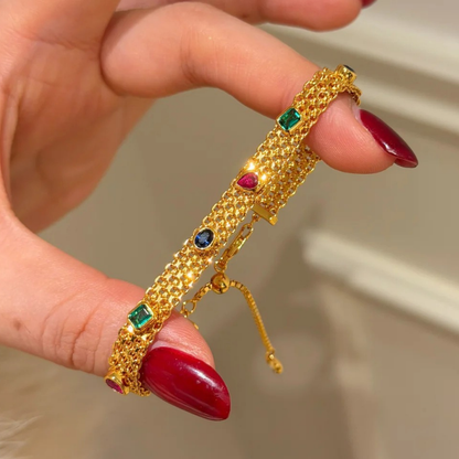 Gold-Plated 925 Silver｜Multi-Treasure Link Bracelet – Fortune & Prosperity