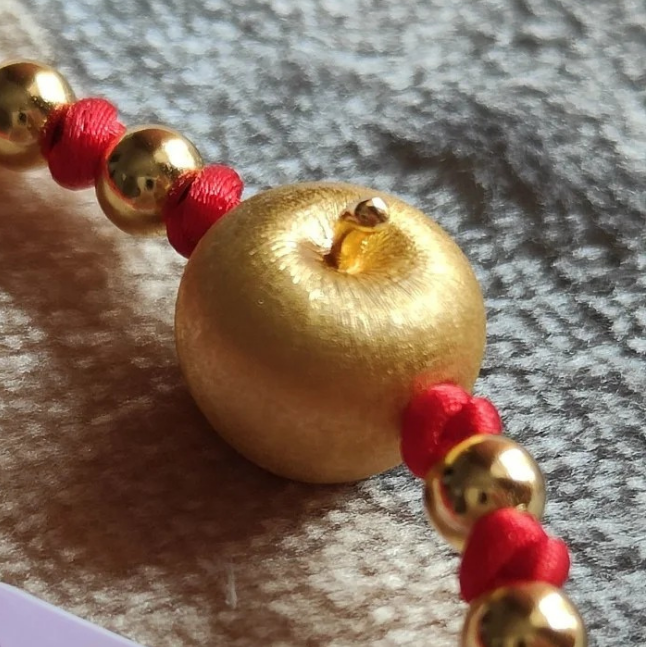 Gold-Plated 925 Silver｜Peace Apple Red String Bracelet