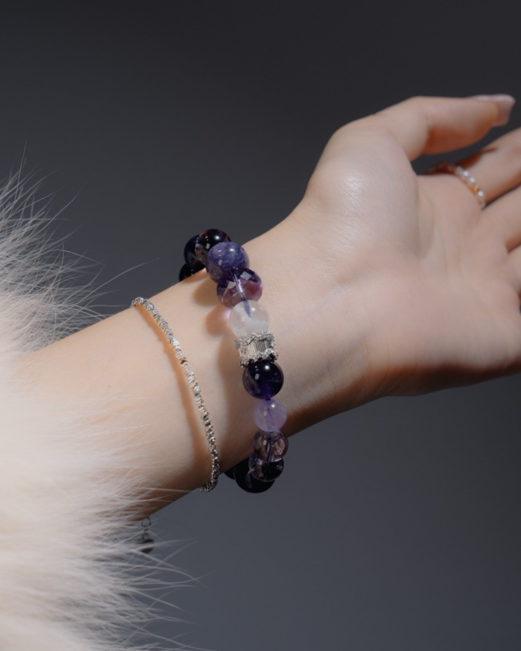 Nine Purple Fire, Amethyst Bracelet, Boost Your Luck