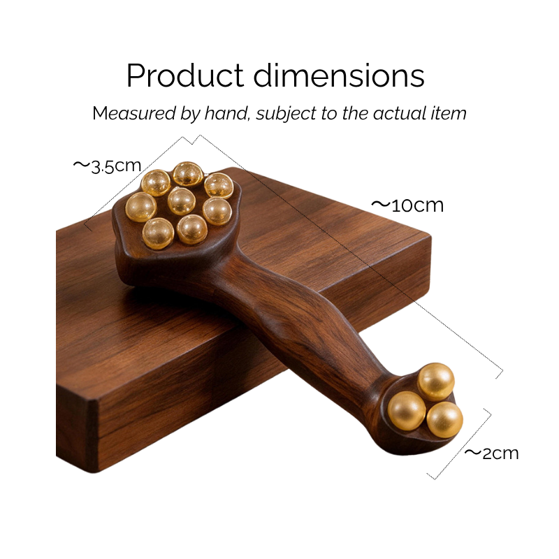Massage Tool | 11-Brass Bead Ruyi Shape - Natural Wood for Face & Eye Massage