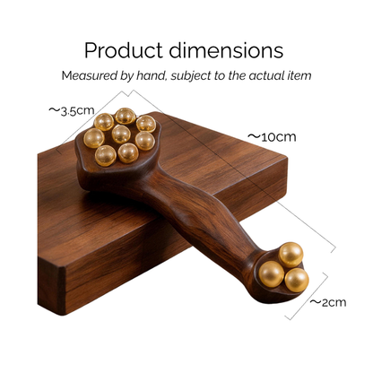 Massage Tool | 11-Brass Bead Ruyi Shape - Natural Wood for Face & Eye Massage