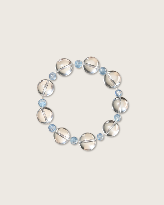 Thawing Ice, Clear Quartz & Aquamarine Bracelet, Boost Your Energy