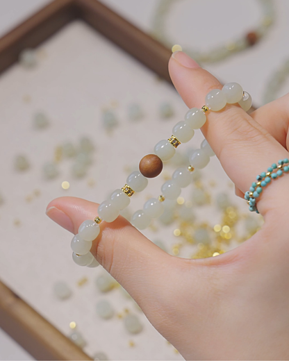 Sandalwood & Hetian Jade Bracelet, Find Stillness