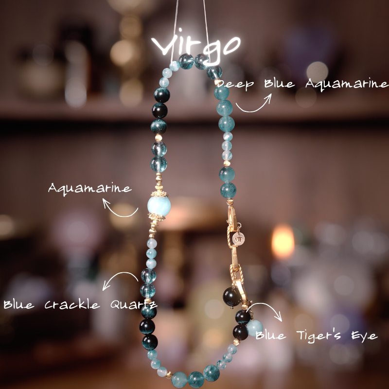 2026 Virgo Double-Wrap Bracelet | Healing Stone Blue Tiger Eye