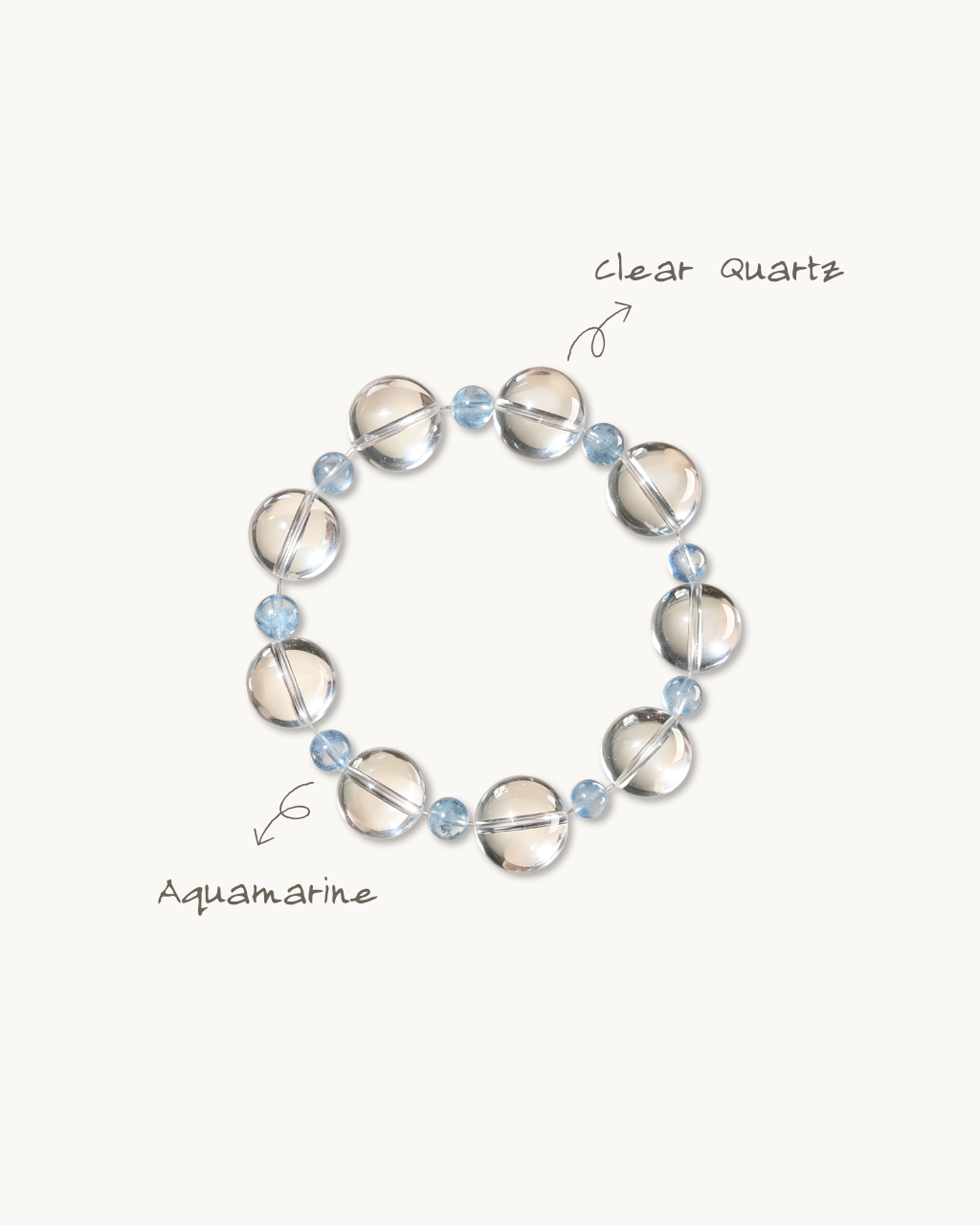 Thawing Ice, Clear Quartz & Aquamarine Bracelet, Boost Your Energy