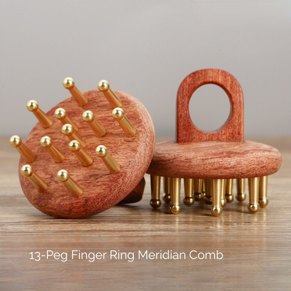 Meridian Comb | 13-Brass Tooth - Natural Rosewood for Head Meridian & Full Body Massage