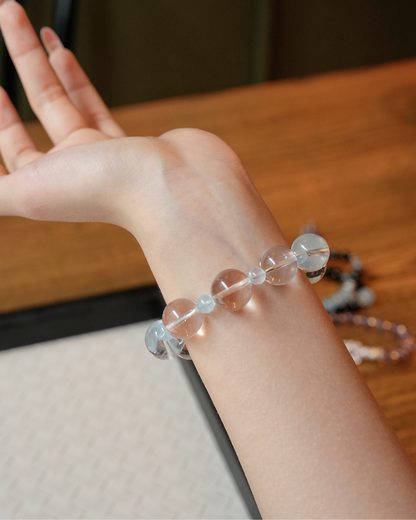 Thawing Ice, Clear Quartz & Aquamarine Bracelet, Boost Your Energy