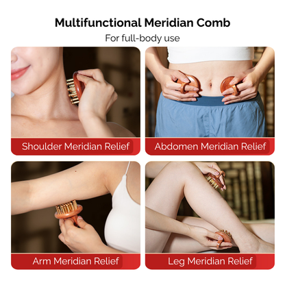 Meridian Comb | 13-Brass Tooth - Natural Rosewood for Head Meridian & Full Body Massage