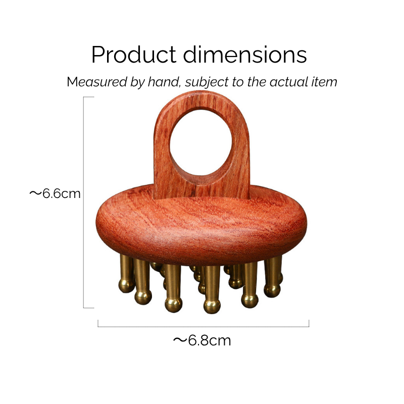Meridian Comb | 13-Brass Tooth - Natural Rosewood for Head Meridian & Full Body Massage