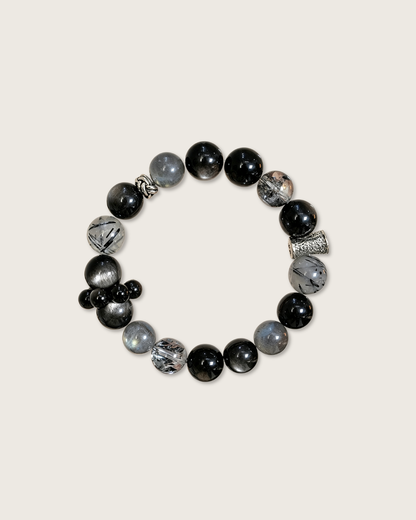 Smooth Sailing, Silver Obsidian & Moonstone Bracelet, Ward Off Negativity