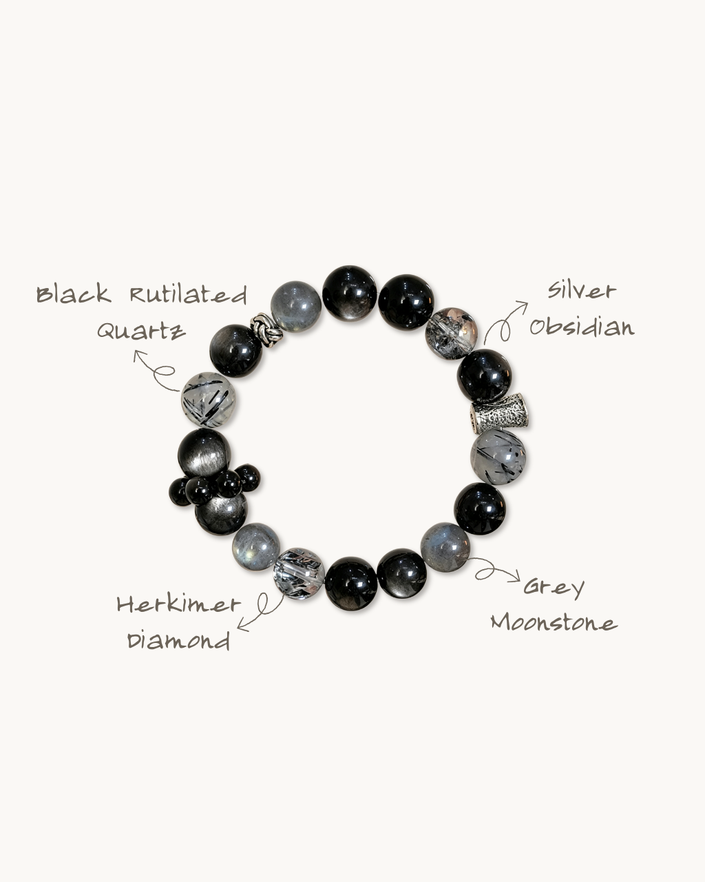 Smooth Sailing, Silver Obsidian & Moonstone Bracelet, Ward Off Negativity